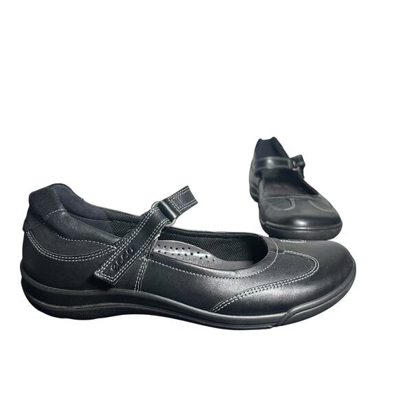 Ecco Women’s Mary Jane Flats Size 39 US 8-8.5 Black Leather Comfort - Picture 1 of 10